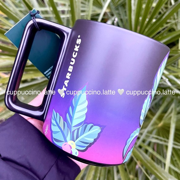 👌NEW💜Starbucks 2021 ASL Holiday Navy & Purple Ombre Gradient Hands Mug - Picture 3 of 8